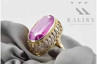 Vintage Pierścionek Ametyst 14k żółte złoto vrc129y